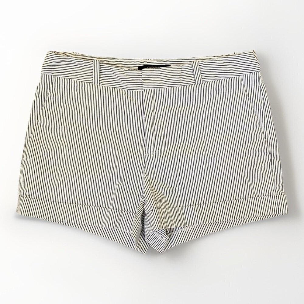 Forever 21 Women's Chino Shorts Size S Pinstripe Stretch Belt Loops Pockets GUC
